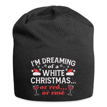 Frohe Weihnachten Weiße Weihnacht Weinglas Wein - Jersey-Beanie - Schwarz - Vorne