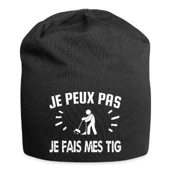 je peux pas je fais mes tig - Bonnet en jersey - noir - Devant