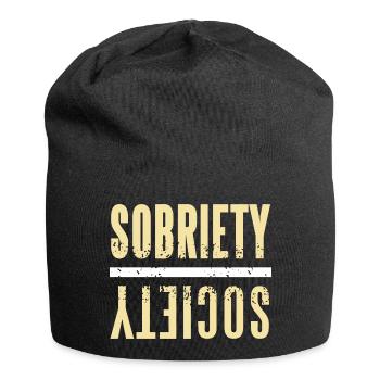 Sobriety Society Retro Vintage Sober Designs - Jersey-Beanie - Schwarz - Vorne