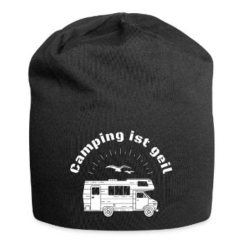 Camping ist geil Wohnmobil Möwen Sonne Camper - Jersey-Beanie - Schwarz - Vorne