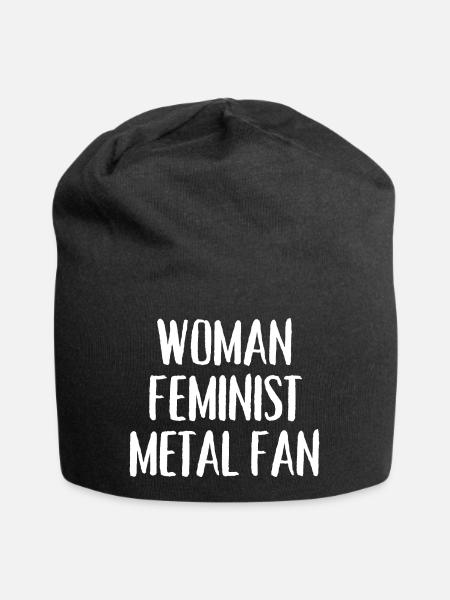 Woman Feminist Metal Fan - Jersey Beanie - black