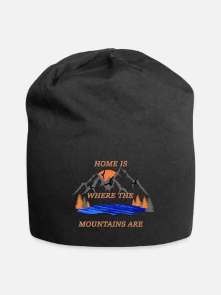 Zuhause ist, wo die Berge sind - Jersey-Beanie - Schwarz