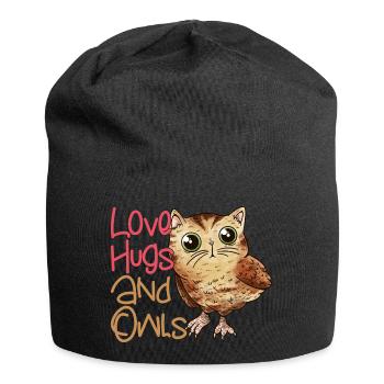 Amour, câlins et hiboux oiseau nocturne oiseau nocturne - Bonnet en jersey - noir - Devant