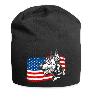 Dobermann Amerika Fahne Hunde Dobie Wilsigns - Jersey-Beanie - Schwarz - Vorne