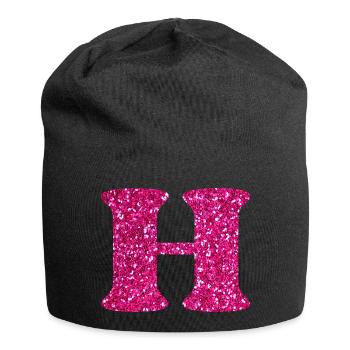 Buchstabe h rosa glitzernd - Jersey-Beanie - Schwarz - Vorne
