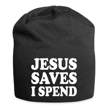 jesus saves i spend - Jersey-Beanie - Schwarz - Vorne