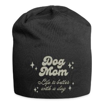 Dog Mom life is better with a dog Hundeliebe Hund - Jersey-Beanie - Schwarz - Vorne