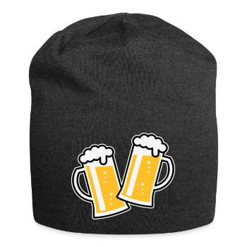 2 Maßkrüge Stoßen An (Bier / Bierseidel / 3C) - Jersey-Beanie - Anthrazit - Vorne