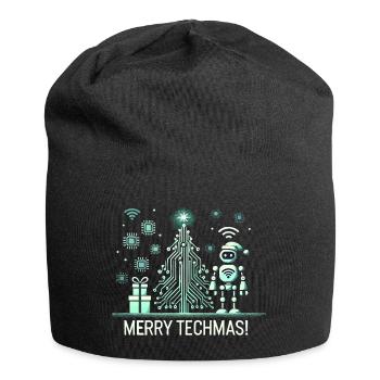 Fröhliche Techmas - Roboter und Schaltkreis-Weihna - Jersey-Beanie - Schwarz - Vorne
