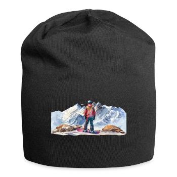 Snowboarder in den Bergen Snowboarder in the - Jersey-Beanie - Schwarz - Vorne