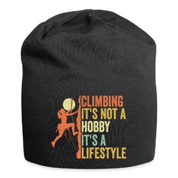 Klettern - es ist kein Hobby. Es ist ein Lebensstil - Jersey-Beanie - Schwarz - Vorne