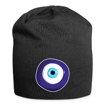 Symbol des bösen Blicks - Jersey-Beanie - Schwarz - Vorne