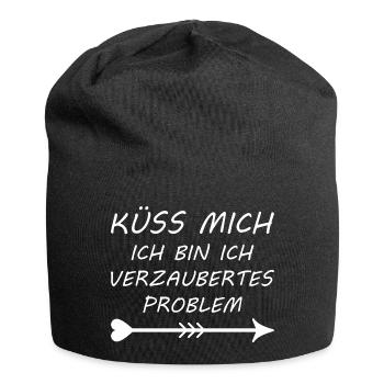 Küss mich ich bin ein verzaubertes Problem - Jersey-Beanie - Schwarz - Vorne