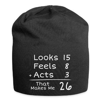 26-jähriges Jubiläum Humorvoll | 26. Jubiläum - Jersey-Beanie - Schwarz - Vorne