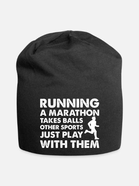 Marathon Runner Running A Marathon Takes Balls - Jersey-Beanie - Schwarz