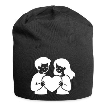 Couple amoureux dans le cœur amoureux - Bonnet en jersey - noir - Devant