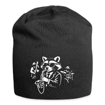 Raccoon Sax Jazz in Suit - Jersey Beanie - black - Front