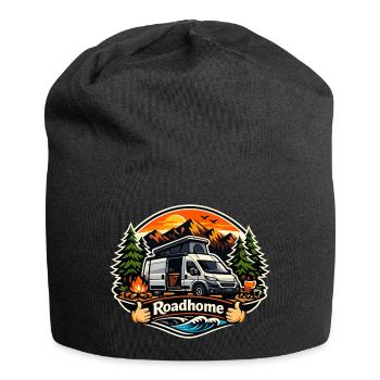 Roadhome: Vanlife at the mountain lake - Jersey Beanie - black - Front