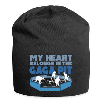 Mein Herz gehört in die Gaga-Grube - Jersey-Beanie - Schwarz - Vorne