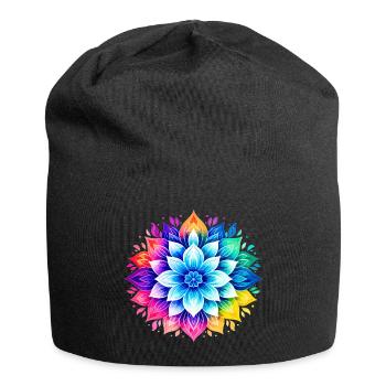 Colorful Boho Mandala Flower - Jersey Beanie - black - Front
