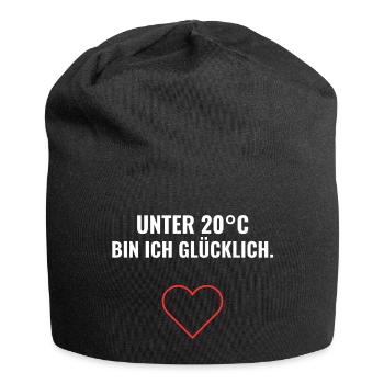 Unter 20°C bin ich glücklich. - Jersey-Beanie - Schwarz - Vorne