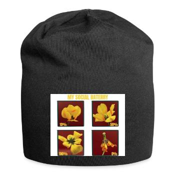 My Social Battery Funny Yellow Tulip Flower  - Jersey Beanie - black - Front