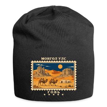 Mongolei Gobi Vintage Reisemarke - Jersey-Beanie - Schwarz - Vorne