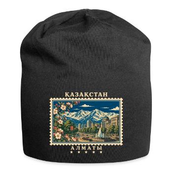 Kasachstan Almaty Vintage Reisemarke - Jersey-Beanie - Schwarz - Vorne
