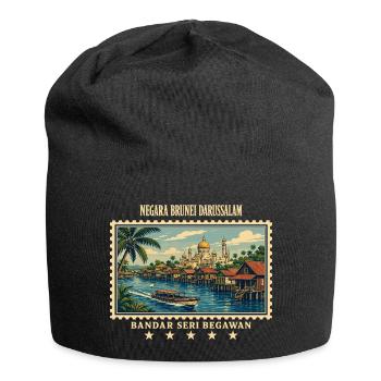 Brunei Bandar Seri Begawan Vintage Reisemarke - Jersey-Beanie - Schwarz - Vorne