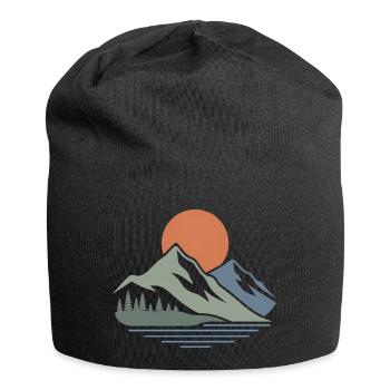 Minimalist Mountain Landscape – Modern Design - Jersey Beanie - black - Front