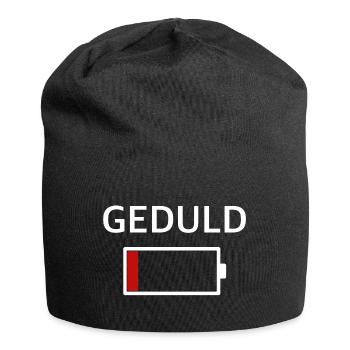 Geduld | Batterie, lustige Sprüche, Sarkasmus - Jersey-Beanie - Schwarz - Vorne