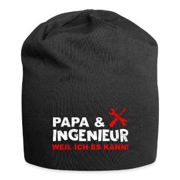 Papa & Ingenieur Spruch Vatertags Geschenk - Jersey-Beanie - Schwarz - Vorne