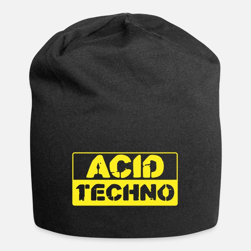 Acid Techno Stencil Yellow Remix - Jersey-Beanie - Schwarz