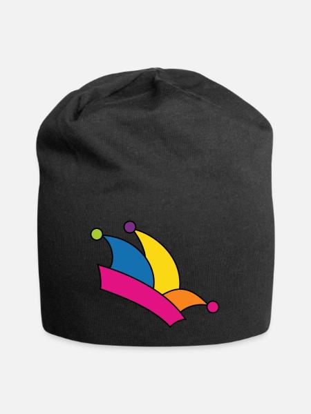 Narrenkappe Fasching Regenbogenfarben Kostüm Narr - Jersey-Beanie - Schwarz