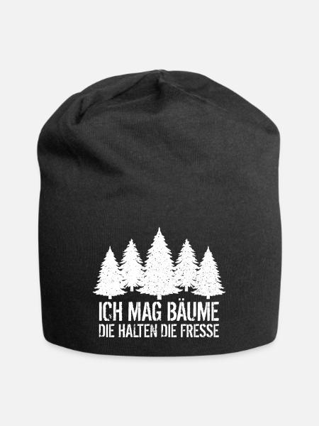 Ich mag Bäume Die halten die Fresse - Sprüche Wald - Jersey-Beanie - Schwarz
