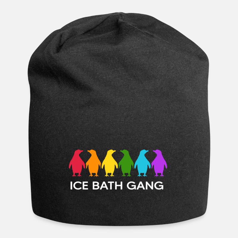 Eisbader Winterschwimmer Pinguin Eisloch Eisbad - Jersey-Beanie - Schwarz