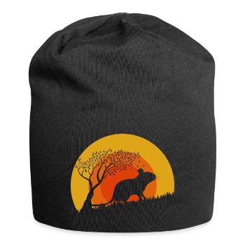 Degu Sunset | Gift for Deguhalter | DEGUS - Jersey Beanie - black - Front