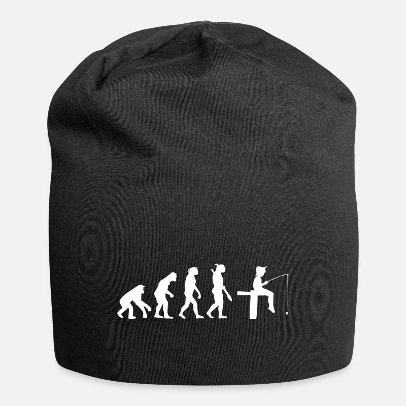 Angeln Kind Evolution Geschenk - Jersey-Beanie - Schwarz