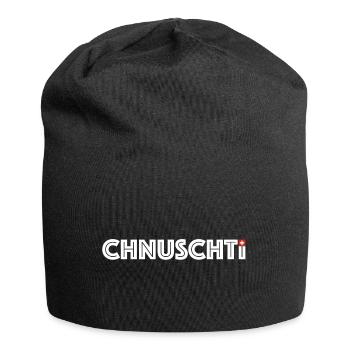 Chnuschti | komplizierter Mensch, Schweiz - Jersey-Beanie - Schwarz - Vorne