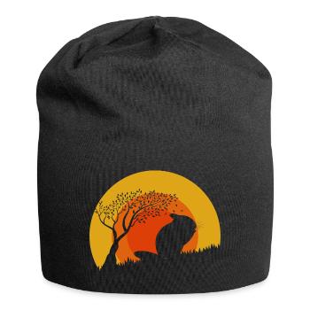 Vintage Chinchilla Sonne | Süßes Retro Geschenk - Jersey-Beanie - Schwarz - Vorne