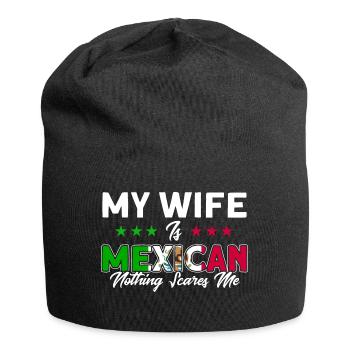 Mexikanische Flagge Mexikanische Wurzeln Geschenk - Jersey-Beanie - Schwarz - Vorne