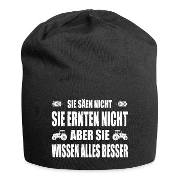 Landwirt Demo Sticker Bauernprotest Bauerndemo - Jersey-Beanie - Schwarz - Vorne