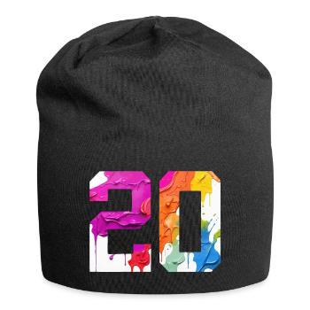 FARBIG NUMMER 20 BUNT 20. GEBURTSTAG - Jersey-Beanie - Schwarz - Vorne