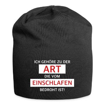 Ich bin vom Einschlafen bedroht | lustige Sprüche - Jersey-Beanie - Schwarz - Vorne