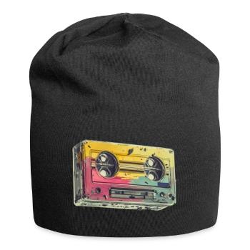 CASSETTE AUDIO ancienne des annees 1950 - Bonnet en jersey - noir - Devant