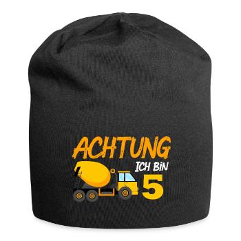 Ich bin 5 Betonmischer 5. Geburtstag 5 Jahre - Jersey-Beanie - Schwarz - Vorne