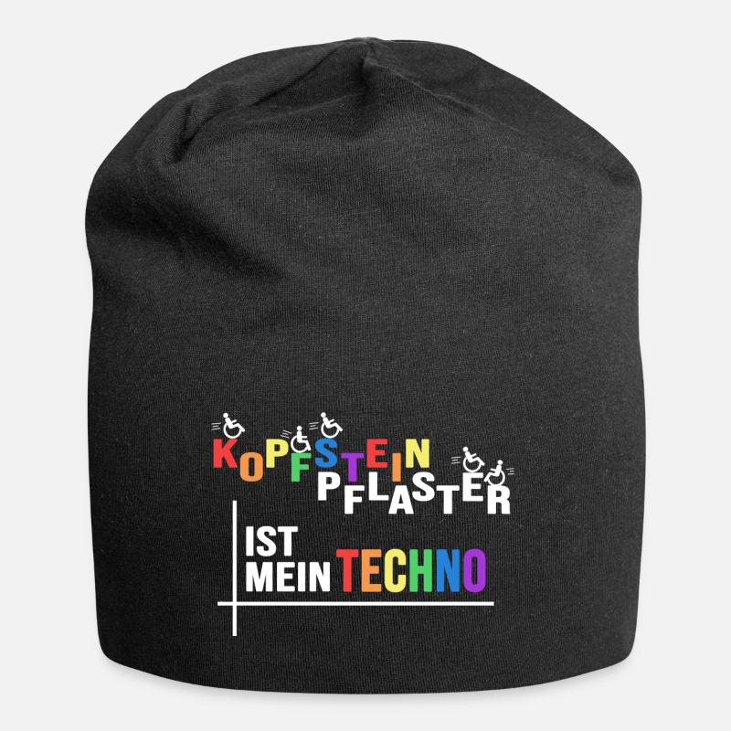 rollstuhlfahrer driving rollstuhl techno spruch - Jersey-Beanie - Schwarz