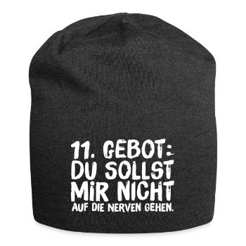 11. Gebot Du sollst mir nicht auf die Nerven gehen - Jersey-Beanie - Anthrazit - Vorne