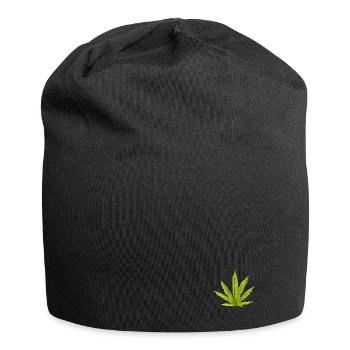 Hemp Leaf - Jersey Beanie - black - Front