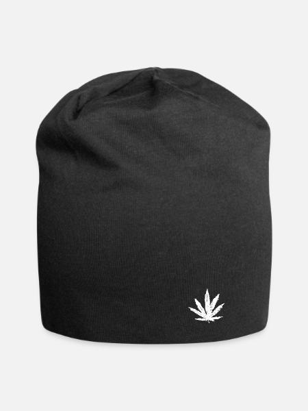 Hanfblatt weiss - Jersey-Beanie - Schwarz